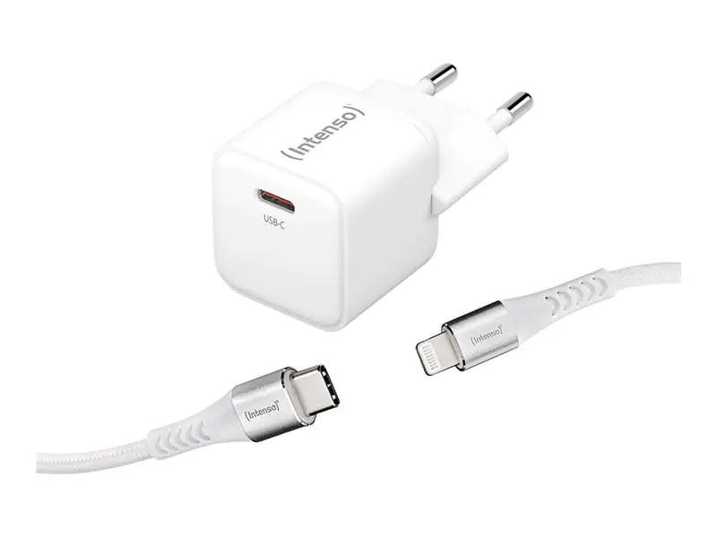 Intenso W30C - Netzteil - GaN - (Lightning-Kabel) - 30 watt - 3 A - PD 3.0, QC 4.0, PD/PPS (USB-C)