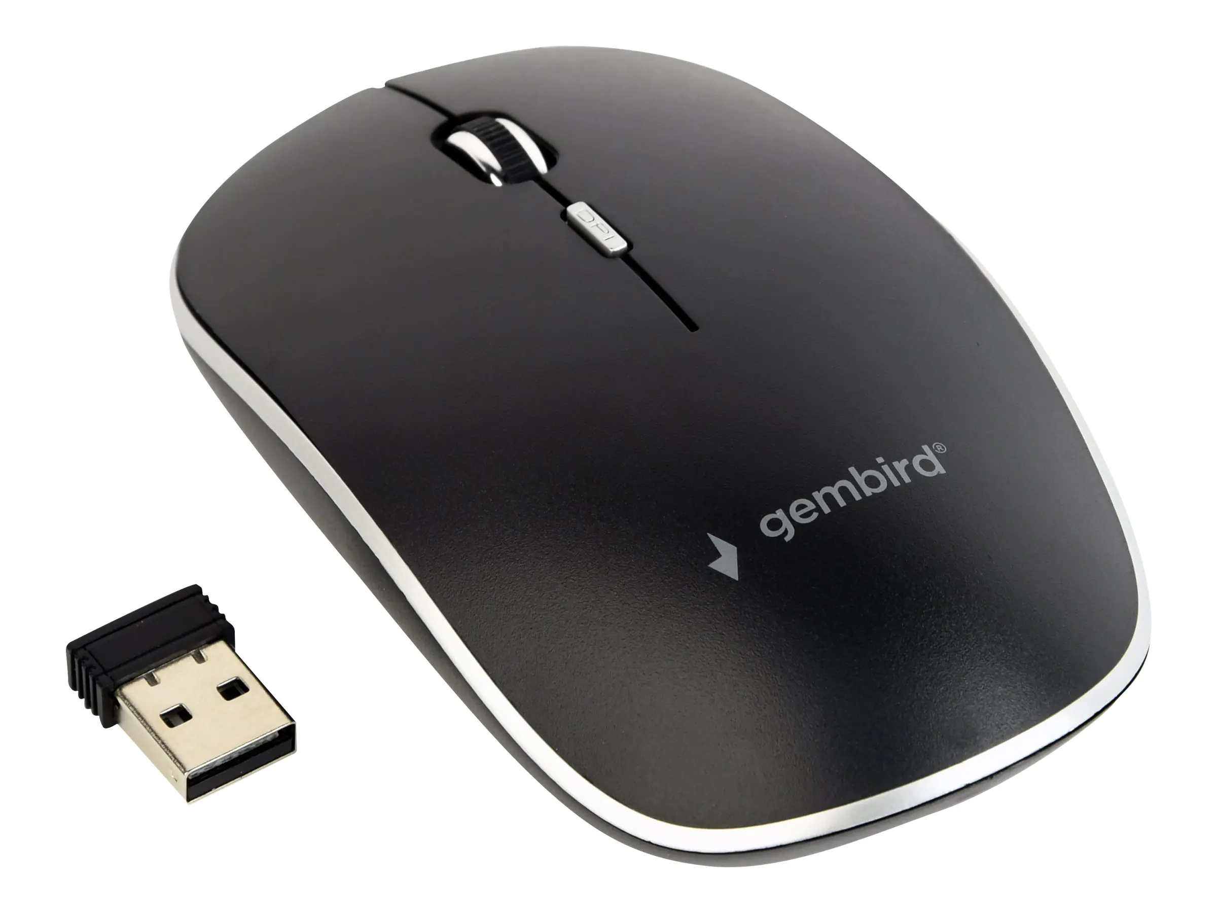 Gembird MUSW-4B-01 - Maus - optisch - 4 Tasten - kabellos - 2.4 GHz - kabelloser Empfänger (USB) - Schwarz - Blister-Verpackung