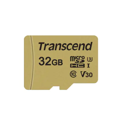 Transcend 500S - Flash-Speicherkarte (microSDHC/SD-Adapter inbegriffen) - 32 GB - Video Class V30 / UHS-I U3 / Class10 - microSDHC