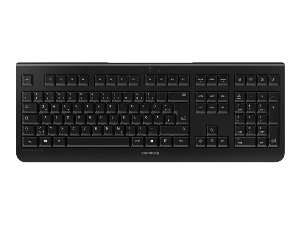 CHERRY KW 300 - Tastatur - geräuscharm, Full-Size-Layout - kabellos - 2.4 GHz - QWERTZ - Deutsch - Schwarz - plastikfreie Verpackung