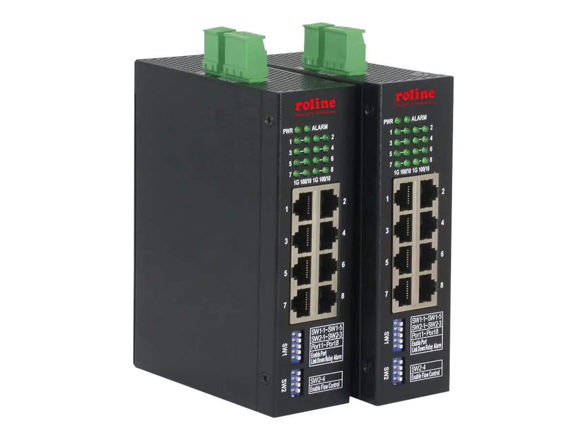 ROLINE Industrial - Switch - managed - 8 x 10/100/1000 - an DIN-Schiene montierbar - Gleichstrom