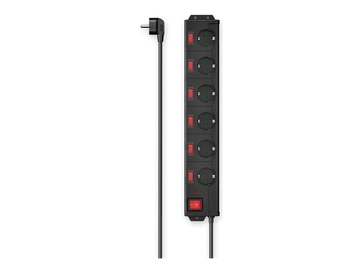 Hama Steckdosenleiste (extern / wandmontierbar) - surge protection, 90°, individually switchable - Wechselstrom 250 V - Eingabe, Eingang power CEE 7/7 - Ausgangsanschlüsse: 6 (power CEE 7/3) 00223160