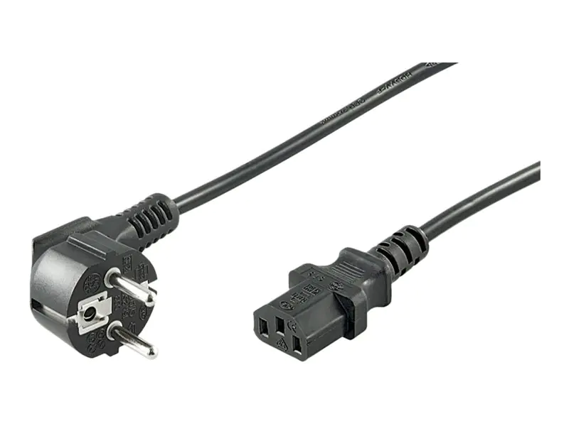 goobay - Stromkabel - power CEE 7/7 (M) gewinkelt zu power IEC 60320 C13 gerade - Wechselstrom 250 V - 16 A - 3 m - Schwarz