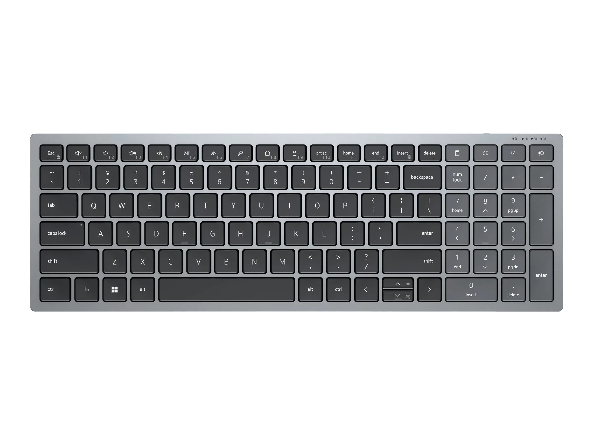 Dell KB740 - Tastatur - kompakt, mehrere Geräte - kabellos - 2.4 GHz, Bluetooth 5.0 - QWERTZ - Deutsch - Titan Gray - mit 3 Jahre Erweiterter Austausch-Service am nächsten Arbeitstag