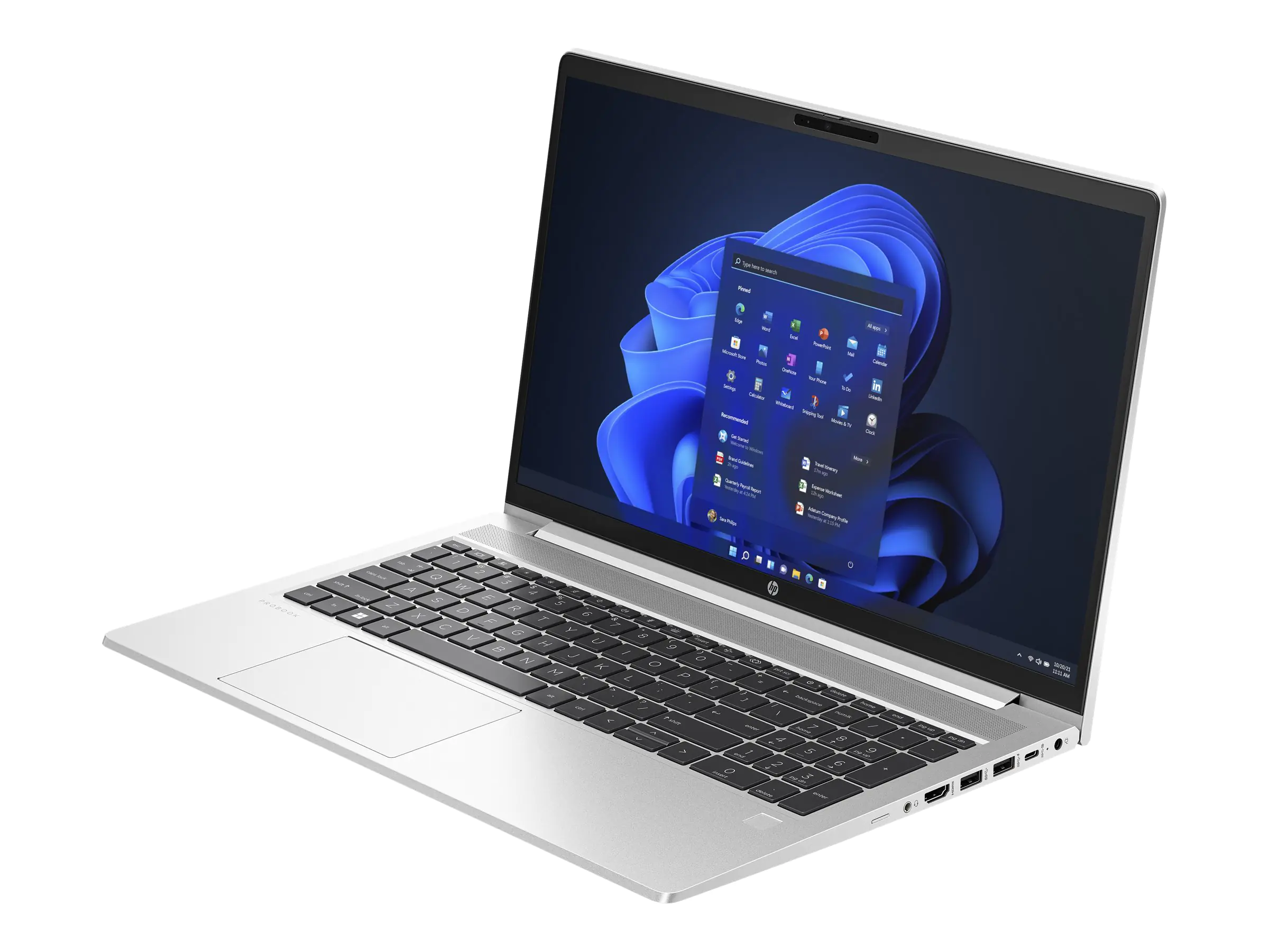 HP ProBook 455 G10 Notebook - 180?-Scharnierdesign - AMD Ryzen 5 7530U / 2 GHz - Win 11 Pro - Radeon Graphics - 16 GB RAM - 512 GB SSD NVMe - 39.6 cm (15.6") IPS 1920 x 1080 (Full HD) - Wi-Fi 6E, Bluetooth - Pike Silver Aluminium - kbd: Deutsch - mit HP W