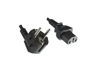 Helos - Stromkabel - power CEE 7/7 (M) gewinkelt zu IEC 60320 C15 gerade - 250 V - 10 A - 5 m - Schwarz