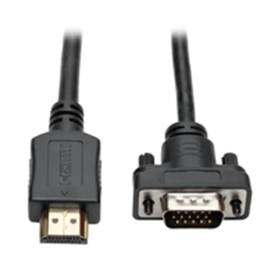 Eaton Tripp Lite Series HDMI to VGA Active Adapter Cable (HDMI to Low-Profile HD15 M/M), 10 ft. (3.1 m) - Adapterkabel - HDMI männlich zu HD-15 (VGA) männlich - 3.05 m - abgeschirmt - Schwarz - Daumenschrauben