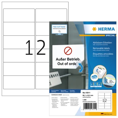 HERMA Haftetikett Movables 10311 99,1x42,3 mm weiß 1.200 St./Pack.