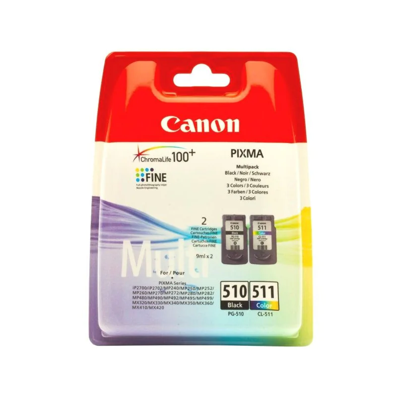 Canon PG-510 / CL-511 Multi pack - 2er-Pack - 9 ml - Schwarz, Farbe (Cyan, Magenta, Gelb) 2970B010