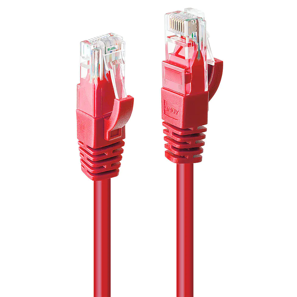 Lindy - Patch-Kabel - RJ-45 (M) bis RJ-45 (M) - 2 m - UTP - CAT 6 - geformt, ohne Haken, verseilt - Rot