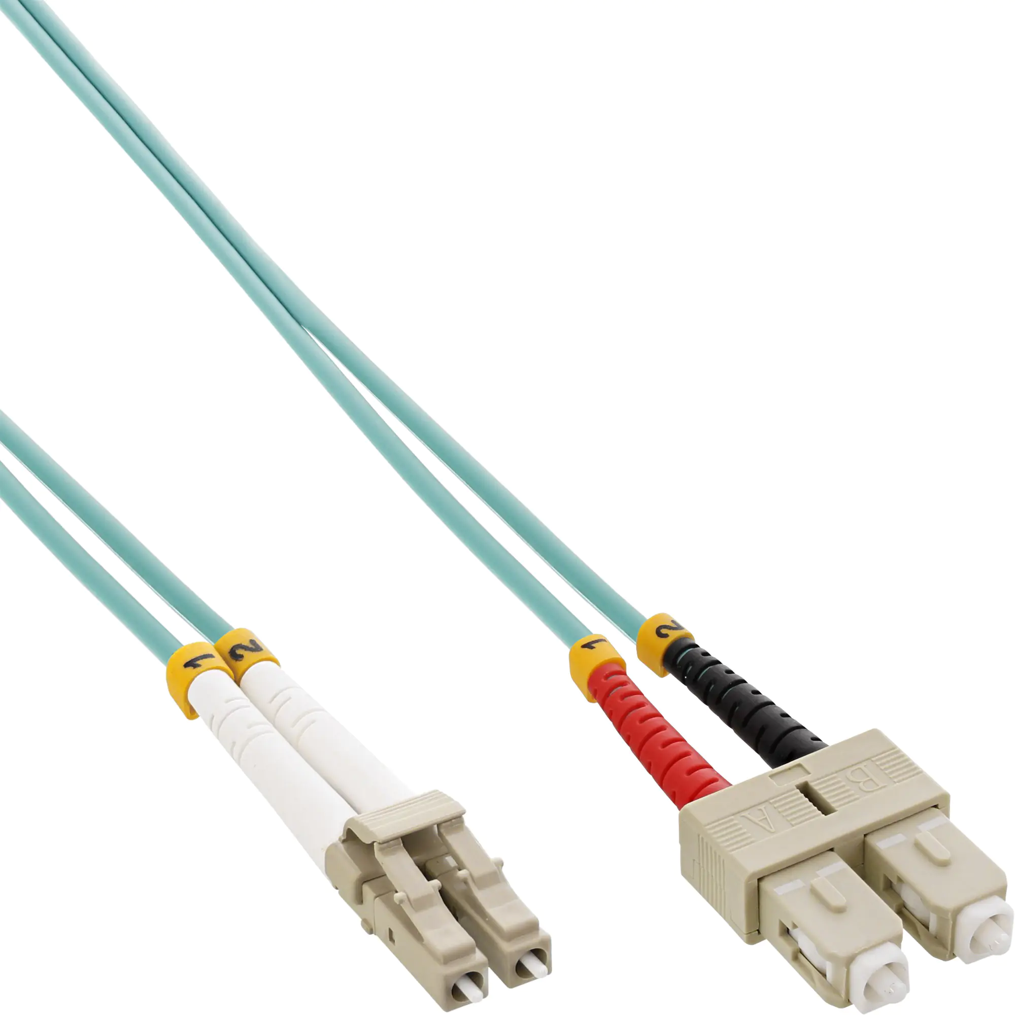 InLine - Patch-Kabel - LC Multi-Mode (M) zu SC multi-mode (M) - 3 m - Glasfaser - 50/125 Mikrometer - OM3 - halogenfrei - Türkis