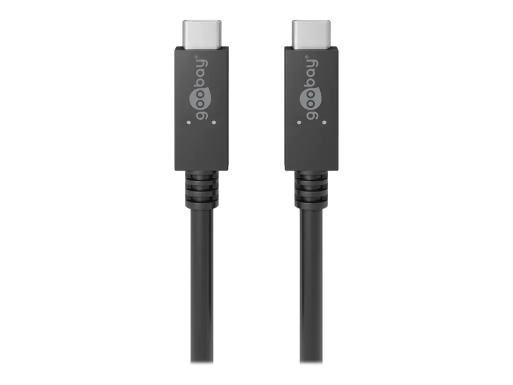 goobay - USB-Kabel - 24 pin USB-C (M) zu 24 pin USB-C (M) - USB 3.2 Gen 1 - 20 V - 5 A - 50 cm - USB-Stromversorgung (100 W) - Schwarz
