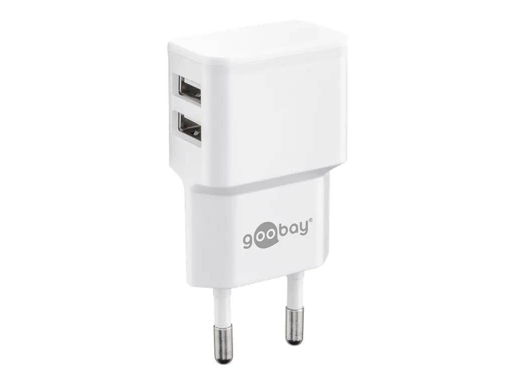 goobay USB-C charger set - Netzteil - 12 Watt - 2.4 A - 2 Ausgabeanschlussstellen (USB) - auf Kabel: USB-C - weiß