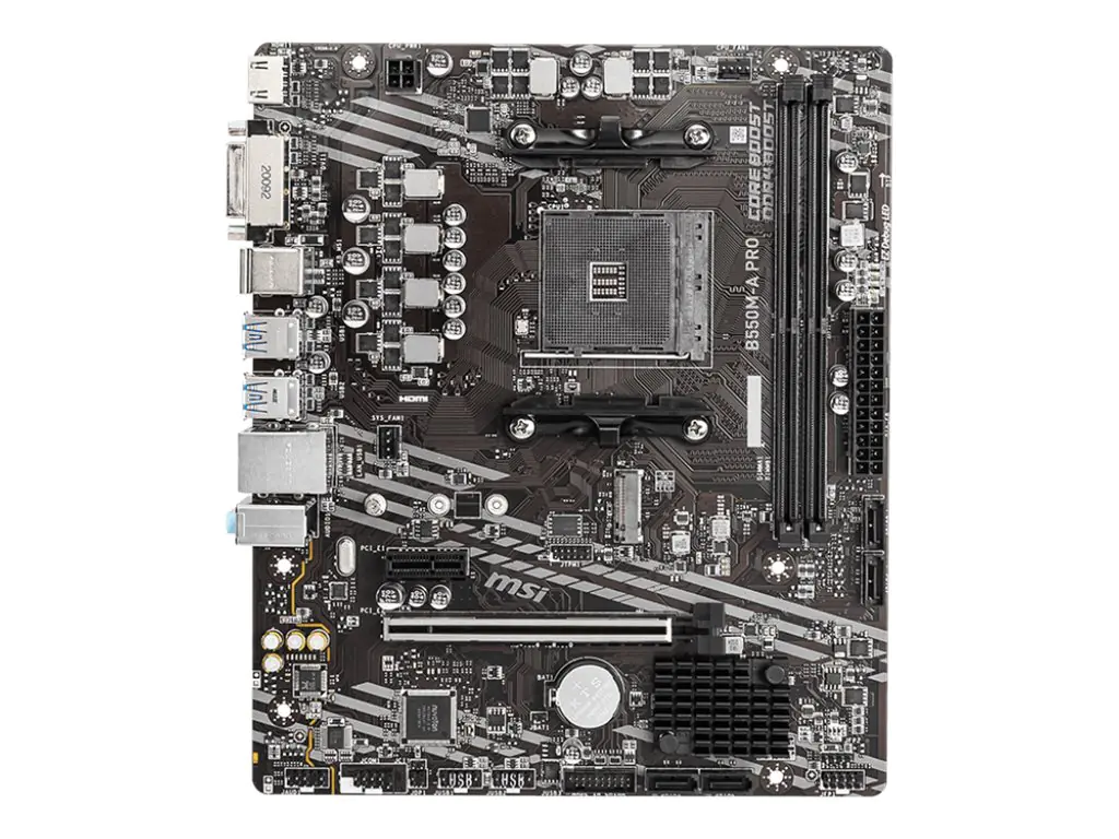 MSI B550M-A PRO - Motherboard - micro ATX - Socket AM4 - AMD B550 Chipsatz - USB 3.2 Gen 1 - Gigabit LAN - Onboard-Grafik (CPU erforderlich) - HD Audio (8-Kanal)