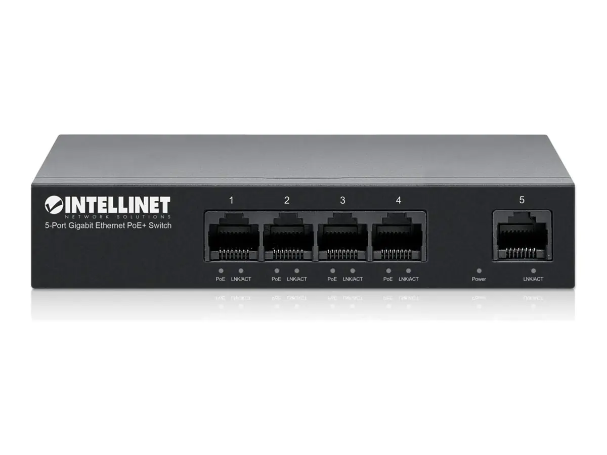 Intellinet 5-Port Gigabit Ethernet PoE+ Switch Vier PSE Gigabit-Ports ein Gigabit-Port - Switch -