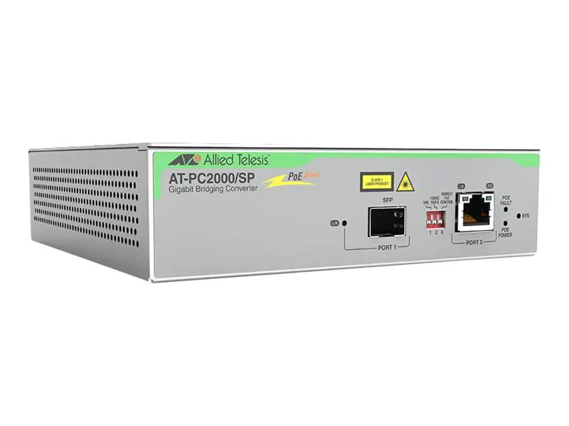Allied Telesis AT PC2000/SP - Medienkonverter - 1GbE - 10Base-T, 100Base-TX, 1000Base-T, 1000Base-X, 100Base-X - SFP (mini-GBIC) / RJ-45 - 850 nm - TAA-konform