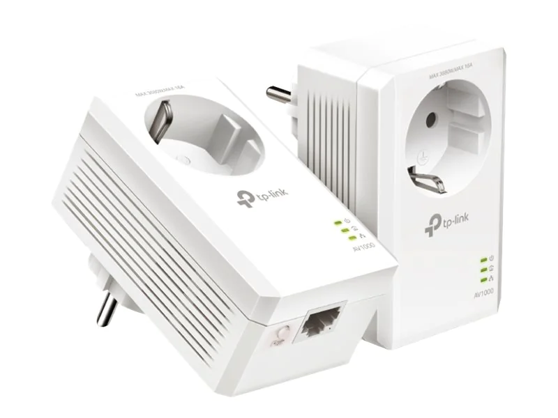 TP-LINK AV1000-Gigabit-Powerline-Adapter KIT mit Steckdose, 1000 Mbit/s, IEEE 1901, IEEE 802.3, IEEE 802.3ab, IEEE 802.3u, Type E/F, Gigabit Ethernet, 10,100,1000 Mbit/s, HomePlug AV2 TL-PA7017P KIT
