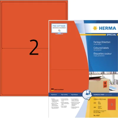 HERMA 4567, Rot, Rechteck, A4, Universal, Matte, Laser/Inkjet