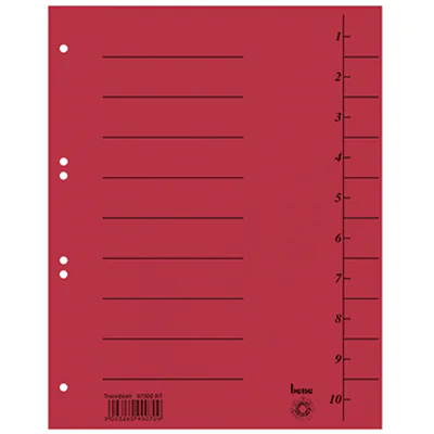 Bene Trennblatt DIN A4 Karton rot 100 St./Pack.