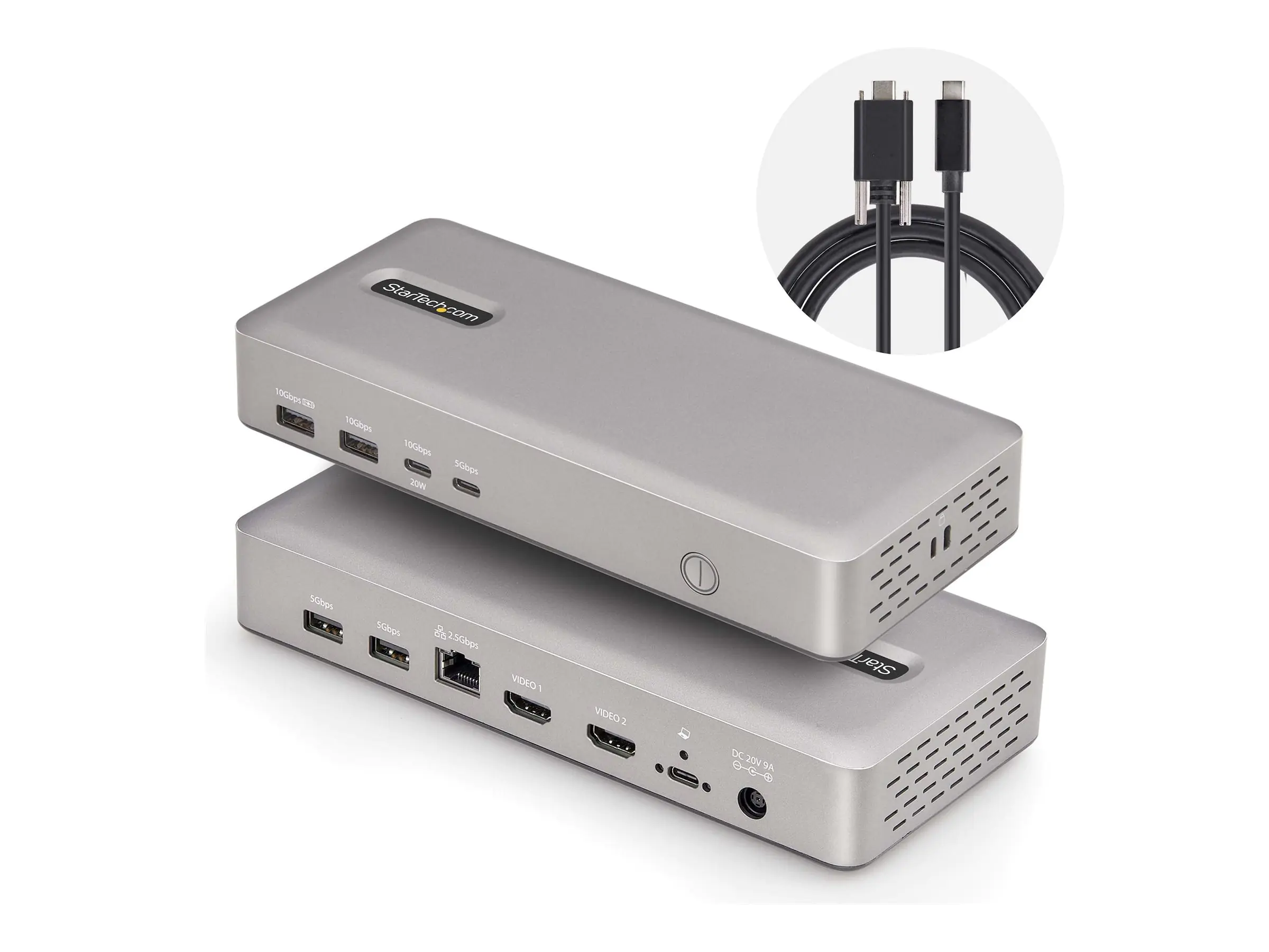 StarTech USB4 Docking Station, USB-C 40Gbps, Dual Video HDMI, Up to 2x 4K 60Hz 4:4:4 (RGB) or 2x 4K 120Hz 4:2:2, Multi-Monitor Dock, 6x USB, 2.5GbE, 100W PD - Dockingstation - USB4 / Thunderbolt 4 - 2 x HDMI - 1GbE, 2.5GbE - 180 Watt