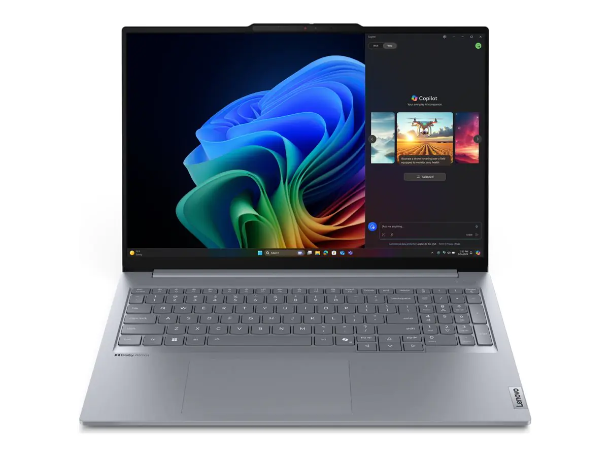 Lenovo ThinkBook 16 G7 QOY 21NH - Snapdragon X Plus X1P-42-100 / 3.2 GHz - Win 11 Pro (auf ARM) - Qualcomm Adreno - 16 GB RAM - 512 GB SSD NVMe - 40.6 cm (16") IPS 1920 x 1200 - Bluetooth, Wi-Fi 7 - Dual Tone Luna Gray - kbd: Deutsch - mit 1 Jahr Lenovo P