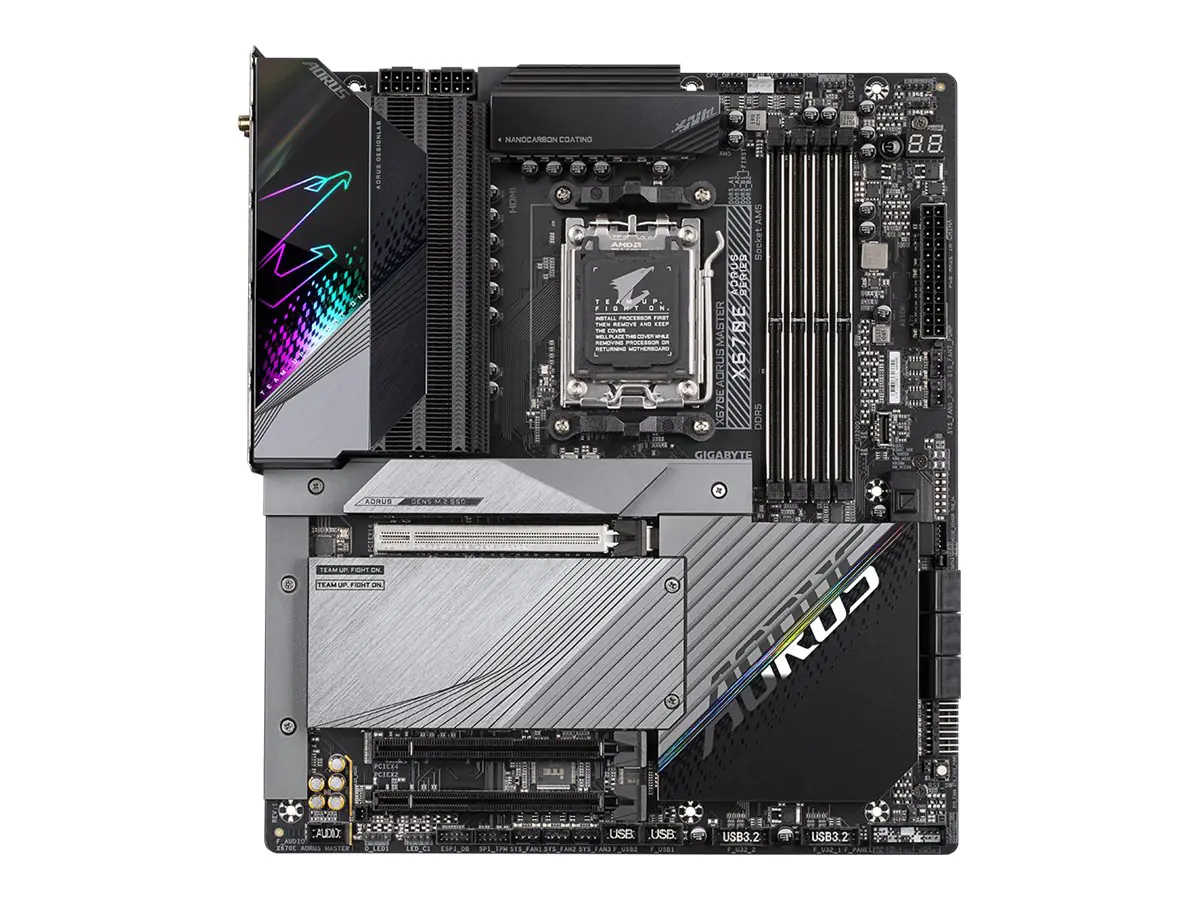 Gigabyte X670E AORUS MASTER - 1.0 - Motherboard - E-ATX - Socket AM5 - AMD X670E Chipsatz - USB-C 3.2 Gen2, USB-C Gen 2x2, USB 3.2 Gen 1, USB 3.2 Gen 2 - 2.5 Gigabit LAN, Bluetooth, Wi-Fi 6 - Onboard-Grafik (CPU erforderlich) - High Definition Audio (7.1-