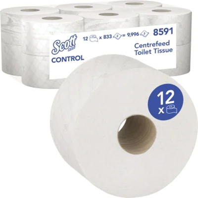 Scott® Toilettenpapier Control™ 2-lagig Fasern, 100 % recycelt weiß 833 Bl./Rl. 12 Rl./Pack.
