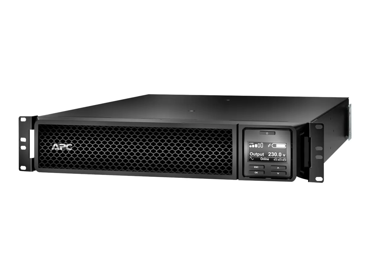 APC Smart-UPS SRT 2200VA RM - USV (in Rack montierbar/extern) - Wechselstrom 220/230/240 V - 1980 Watt - 2200 VA Bleisäure - RS-232, USB - Ausgangsanschlüsse: 10 - 2U - Schwarz - mit APC UPS Network Management Card - für P/N: AR4018SPX432, AR4024SP, AR402