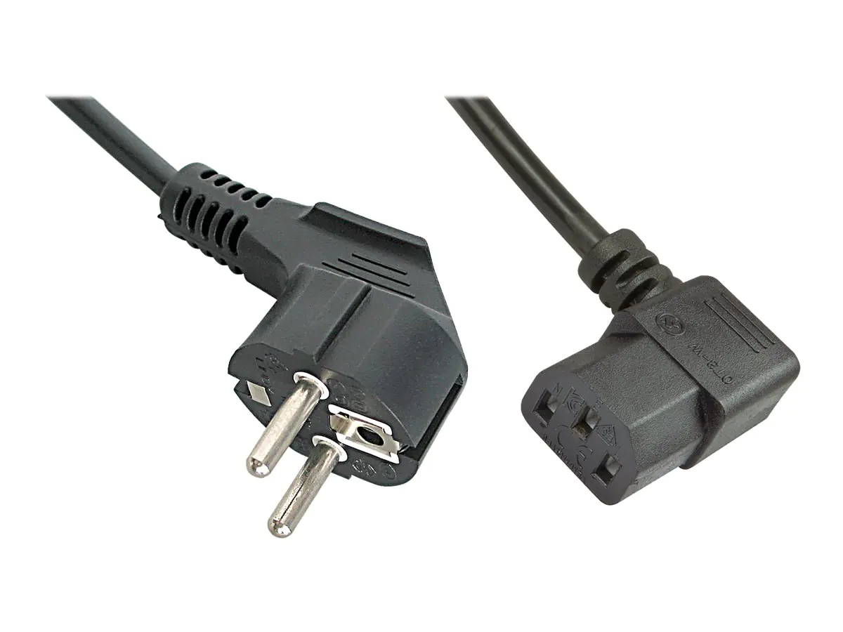 Lindy - Stromkabel - CEE 7/7 (M) bis IEC 60320 C13 gewinkelt - 3 m - geformt - Schwarz - Frankreich, Deutschland