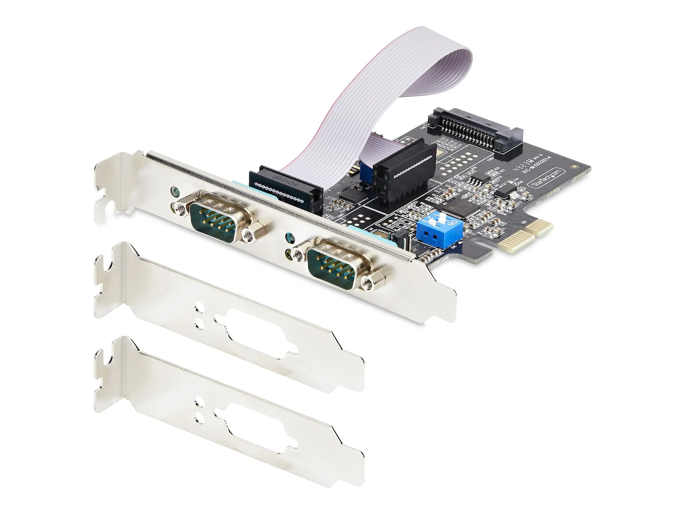 StarTech 2-Port Serielle PCIe Karte, RS232/RS422/RS485 Serielle Karte - Serieller Adapter - PCIe Low-Profile - RS-232 x 2 - Schwarz - TAA-konform