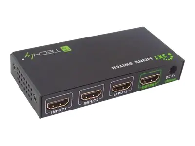 techly HDMI 3 IN 1 OUT with Remote Control, 4Kx2K, 3D - Video/Audio-Schalter - 3 x HDMI - Desktop