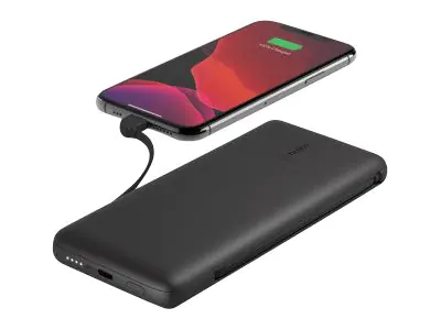 Belkin BoostCharge Plus - Powerbank - 10000 mAh - 23 Watt - Fast Charge, PD - 2 Ausgabeanschlussstellen (Lightning, 24 pin USB-C) - Schwarz
