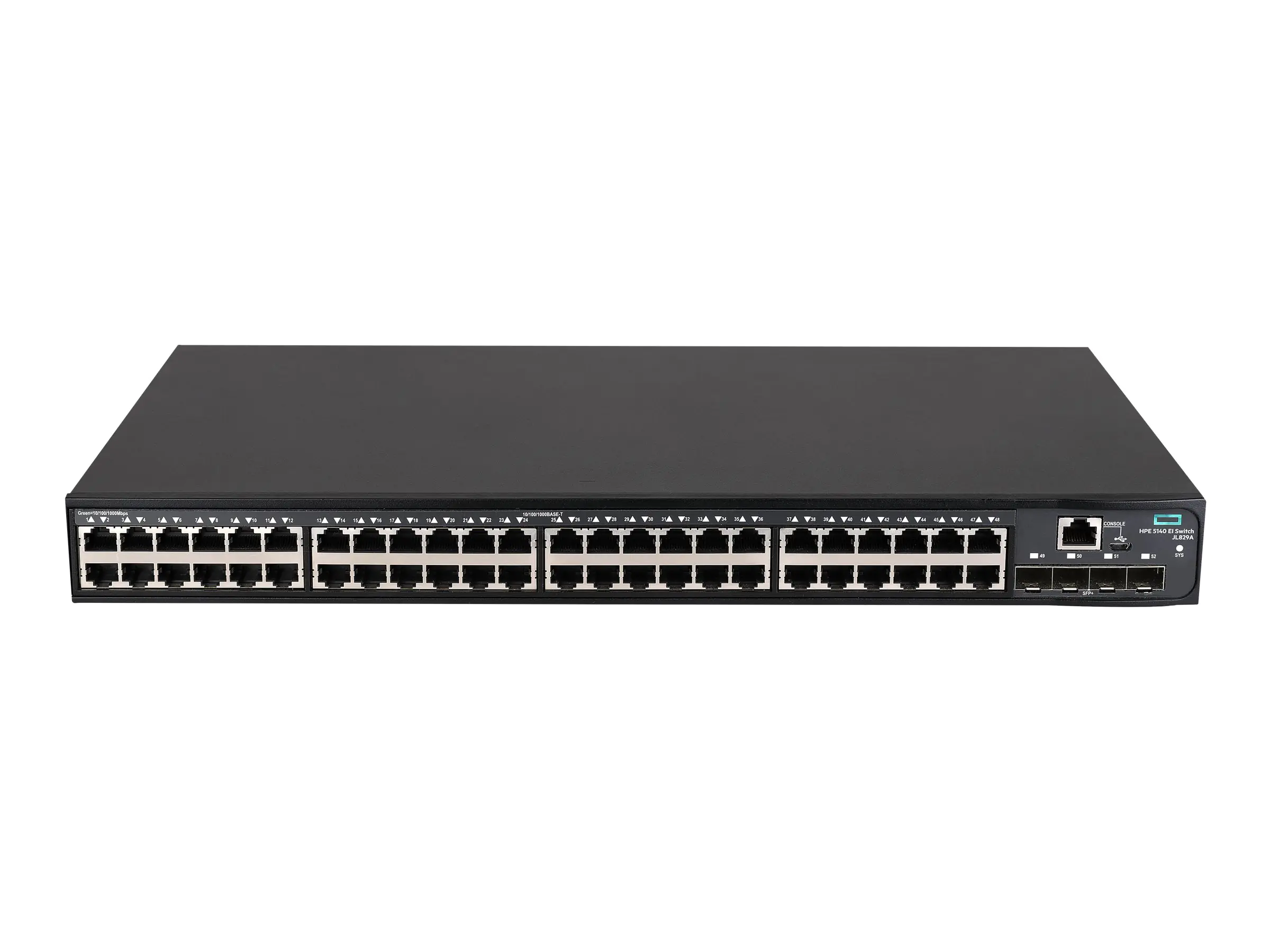 HPE FlexNetwork 5140 48G 4SFP+ EI - Switch - L3 - Smart - 48 x 10/100/1000 + 4 x 10 Gigabit Ethernet / 1 Gigabit Ethernet SFP+ - an Rack montierbar