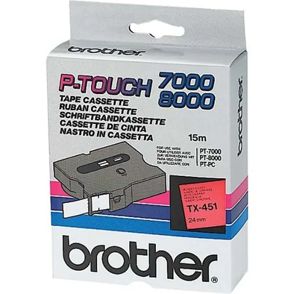 Brother TX - Schwarz auf rot - Rolle (2,4 cm) 1 Kassette(n) laminiertes Band - für P-Touch PT-30, PT-7000, PT-8000, PT-PC
