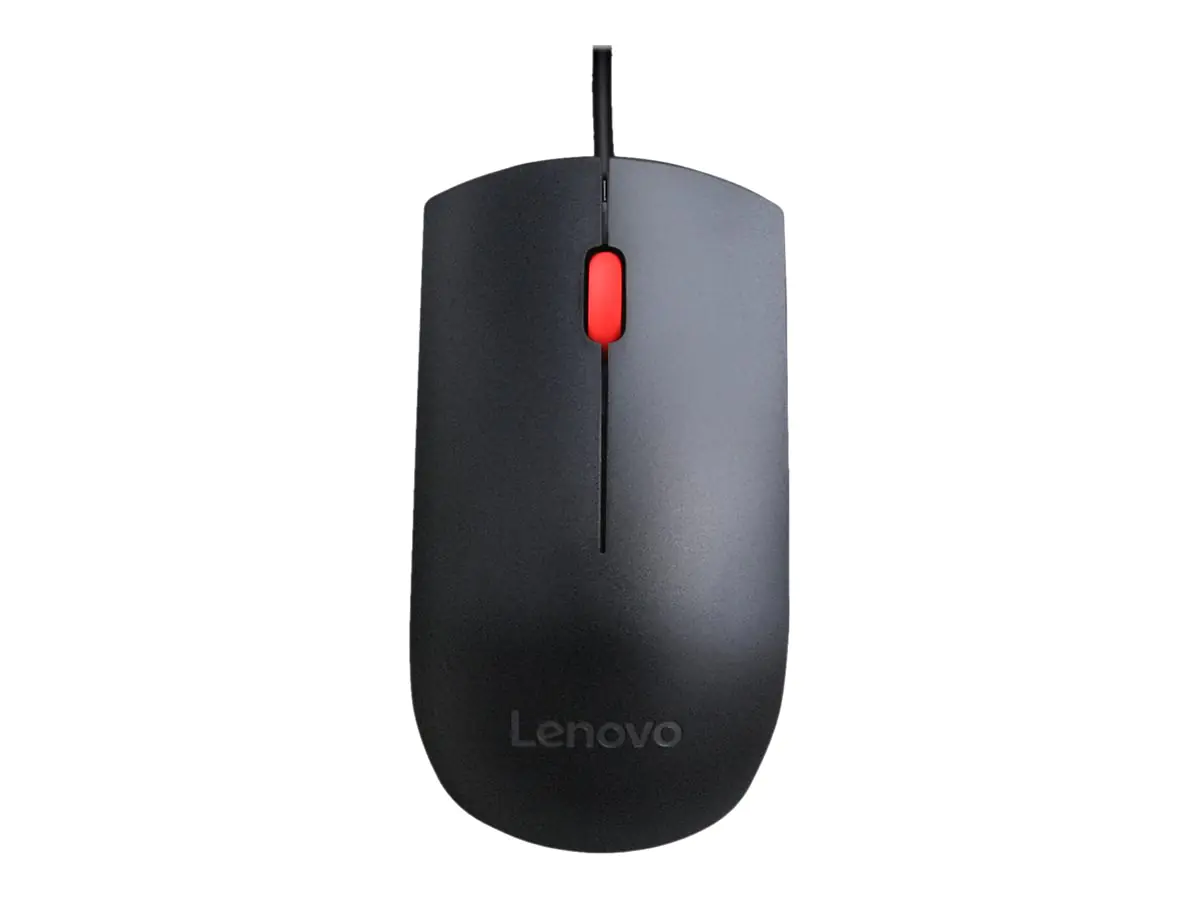 Lenovo Essential - Maus - rechts- und linkshändig - optisch - 3 Tasten - kabelgebunden - USB - Schwarz