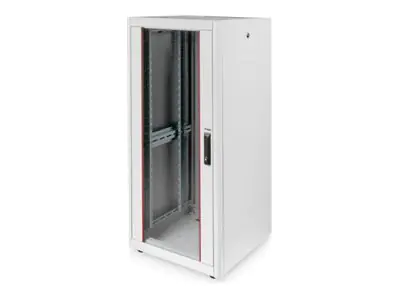 Equip Basic Flex Line - Schrank Netzwerkschrank - 600x600 mm, mit Glastür, abnehmbare und abschließbare Paneele, montiert - freistehend - Hellgrau, RAL 7035 - 26U - 48.3 cm (19") EBF-26-6060-G-BAAA