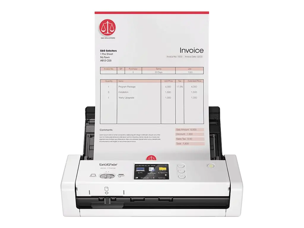Brother ADS-1700W - Dokumentenscanner - Dual CIS - Duplex - A4 - 600 dpi x 600 dpi - bis zu 25 Seiten/Min. (einfarbig) / bis zu 25 Seiten/Min. (Farbe) - automatischer Dokumenteneinzug (20 Blätter) - bis zu 1000 Scanvorgänge/Tag - USB 3.0, Wi-Fi(n), USB 2.