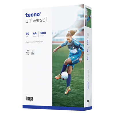 inapa tecno Kopierpapier tecno®universal DIN A4 80g/m² holzfrei 2fach Lochung weiß 500 Bl./Pack.
