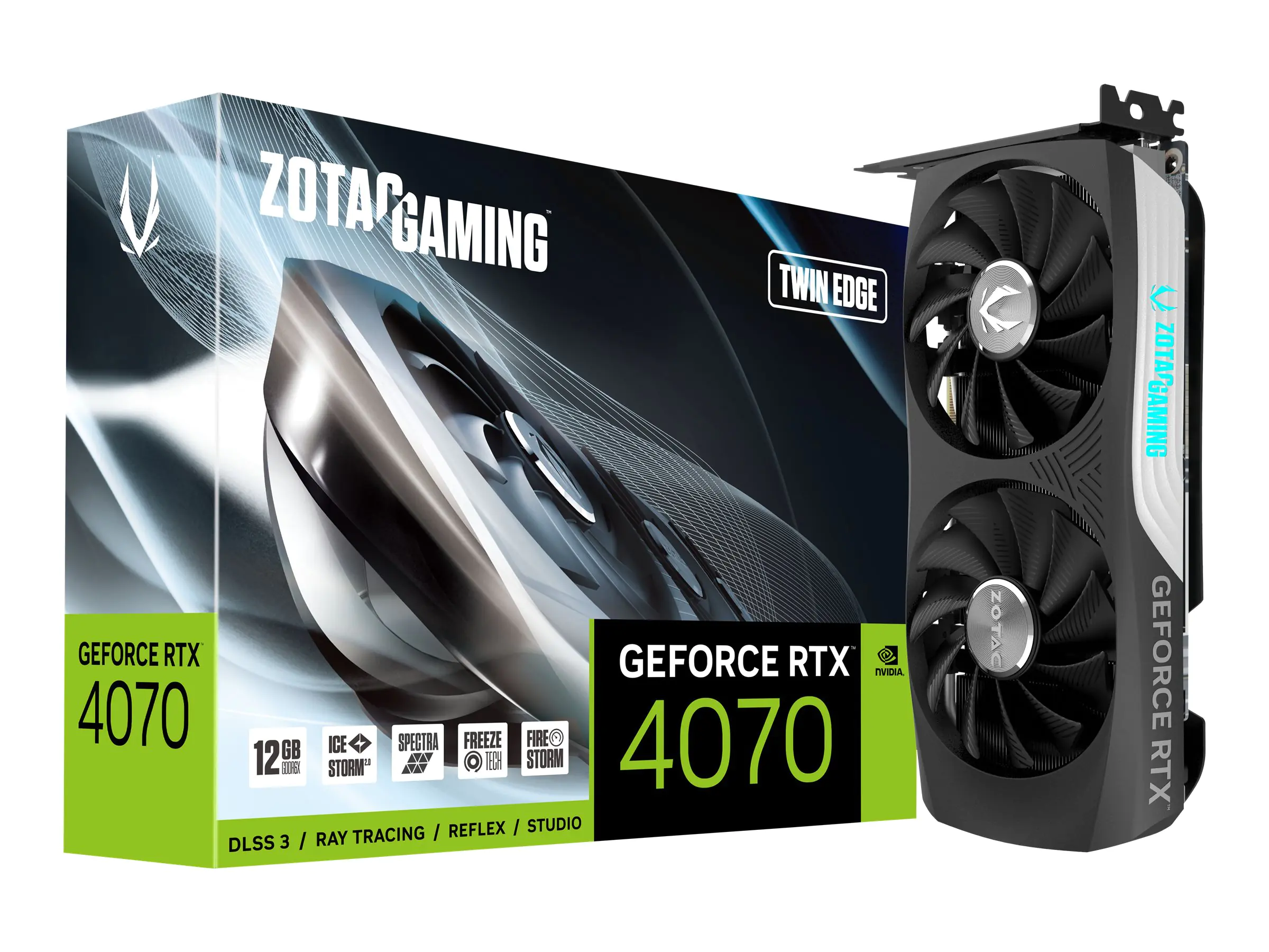 ZOTAC GAMING GeForce RTX 4070 Twin Edge - Grafikkarten - GeForce RTX 4070 - 12 GB GDDR6X - PCIe 4.0 x16 - HDMI, 3 x DisplayPort