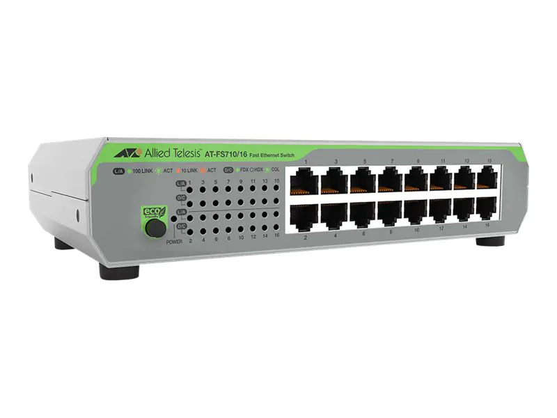 Allied Telesis CentreCOM AT-FS710/16 - Switch - unmanaged - 16 x 10/100 - Desktop, an Rack montierbar