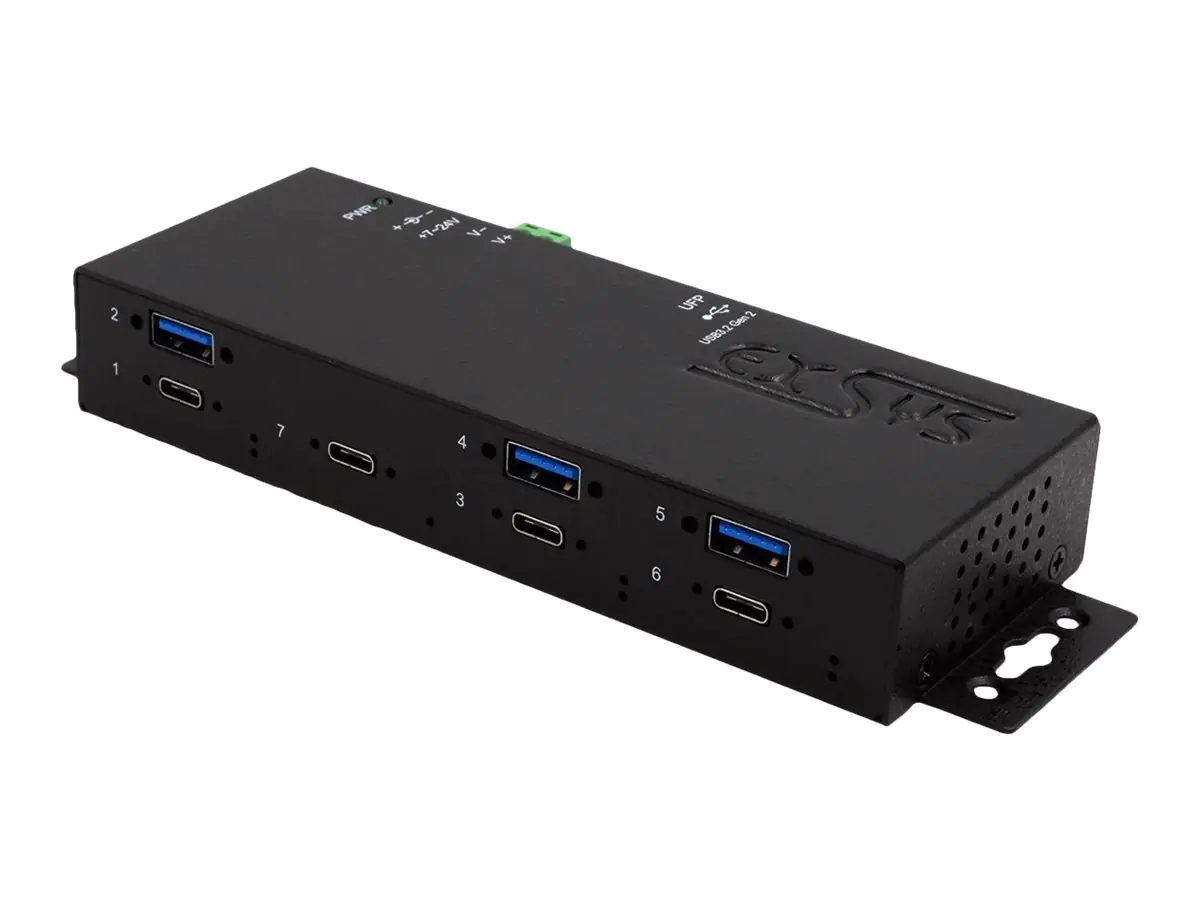 Exsys - Hub - 3 x USB 3.2 Gen 2 + 4 x USB-C 3.2 Gen 2 - wandmontierbar - EX-1237HMVS