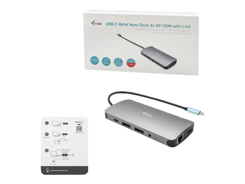 i-Tec USB-C Metal Nano 3x Display Docking Station + Power Delivery 100 W - Dockingstation - USB-C / Thunderbolt 3 - HDMI, 2 x DP - 1GbE