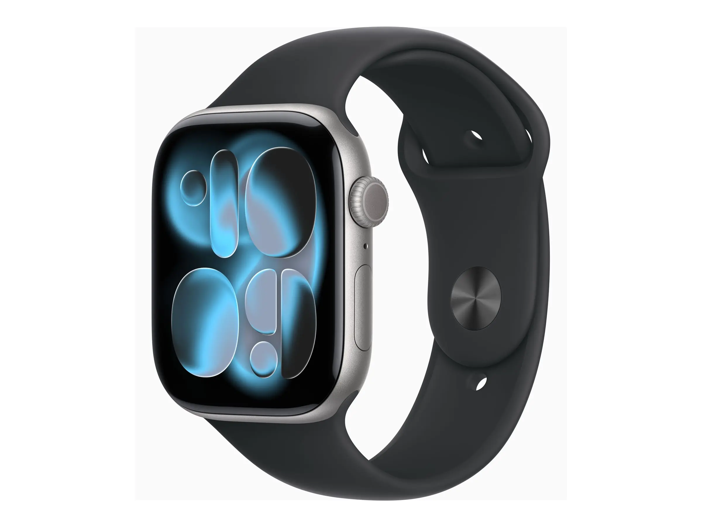 Apple Watch Series 11 (GPS + Cellular) - 46 mm - Space grau Aluminium - intelligente Uhr mit Sportband - Flouroelastomer - schwarz - Bandgröße: S/M - 64 GB - LTE, Wi-Fi 4, UWB, Bluetooth - 5G - 36.9 g
