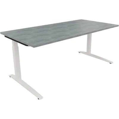 Schreibtisch Kufe Einzels. Quadrat B1800xT900xH650-850 ws/Beton hell