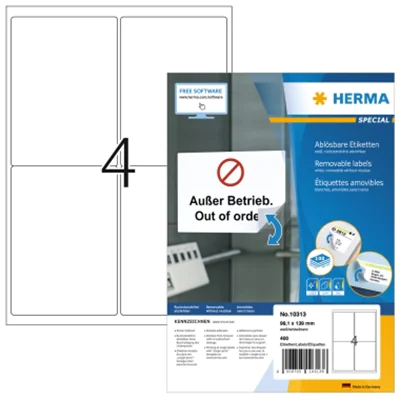 HERMA Etikett 10313 99,1 x 139 mm matt Papier weiß 400 St./Pack.