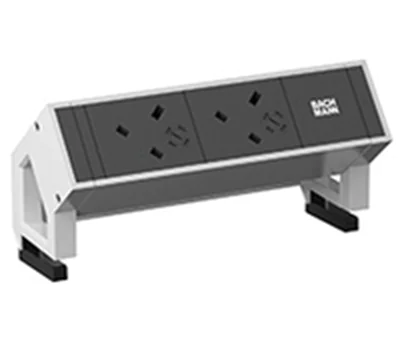 Bachmann DESK 2 - Steckdosenleiste - Eingabe, Eingang GST18 - Ausgangsanschlüsse: 2 - 20 cm - Großbritannien und Nordirland - Schwarz, weiß, RAL 9010