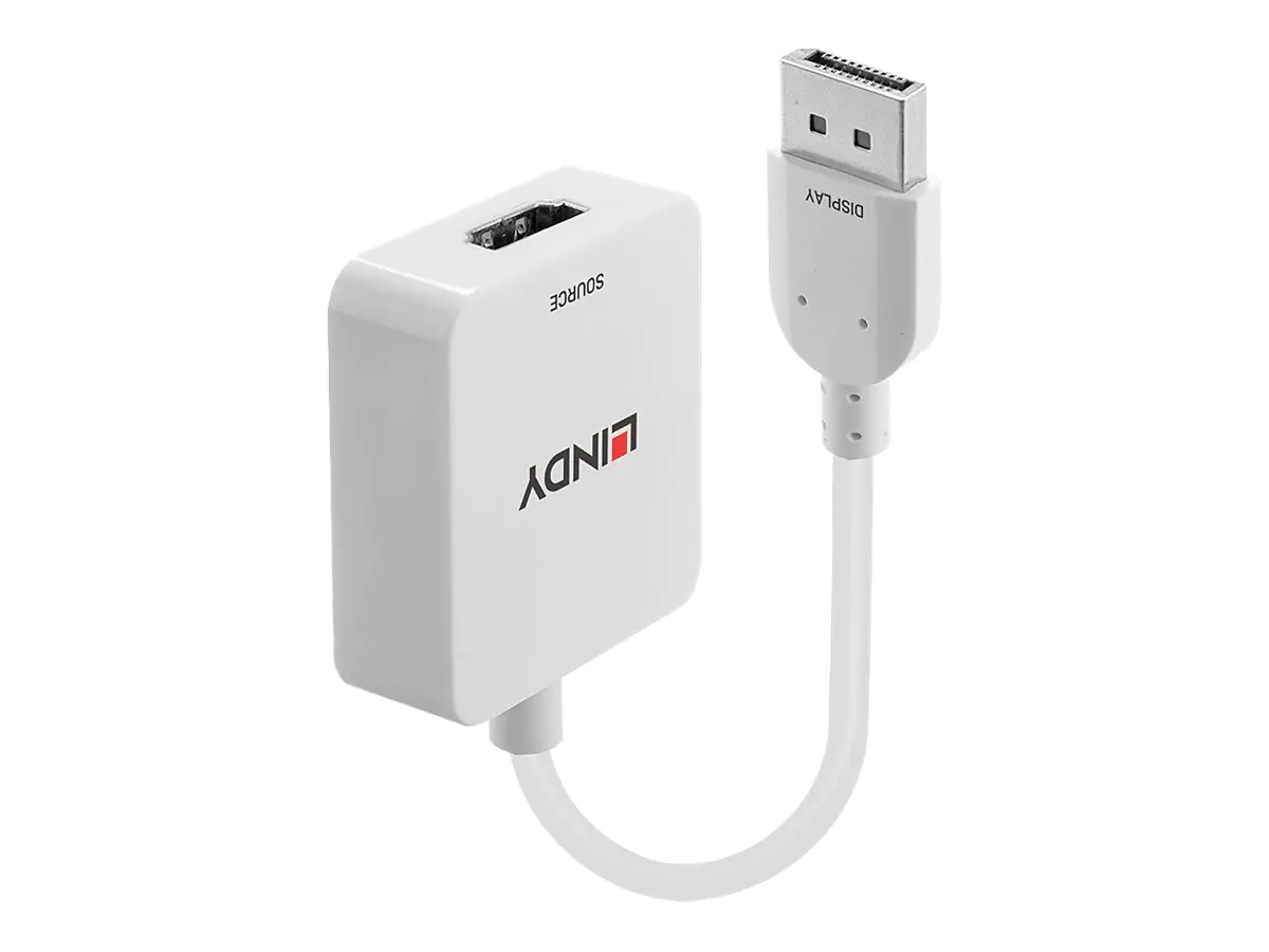 Lindy - Video- / Audiokabel - HDMI, Gleichstromstecker 3,5 x 1,35 mm weiblich zu DisplayPort männlich - 9.5 cm - weiß