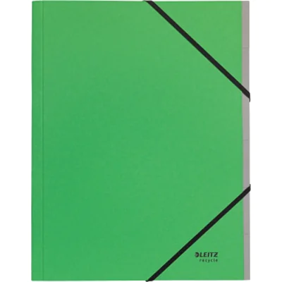Leitz Ordnungsmappe Recycle DIN A4 275g/m² Karton, 100 % recycelt Farbe: grün Farbe des Fächerblocks: grau 6 Fächer