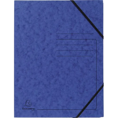 Exacompta Eckspannmappe mit Gummizug ohne Klappen, Colorspan-Karton 355g, bedruckt, für Format DIN A4 - Blau, Klappenordner, A4, Karton, Blau, 250 Blätter, 355 g/m² 555412E