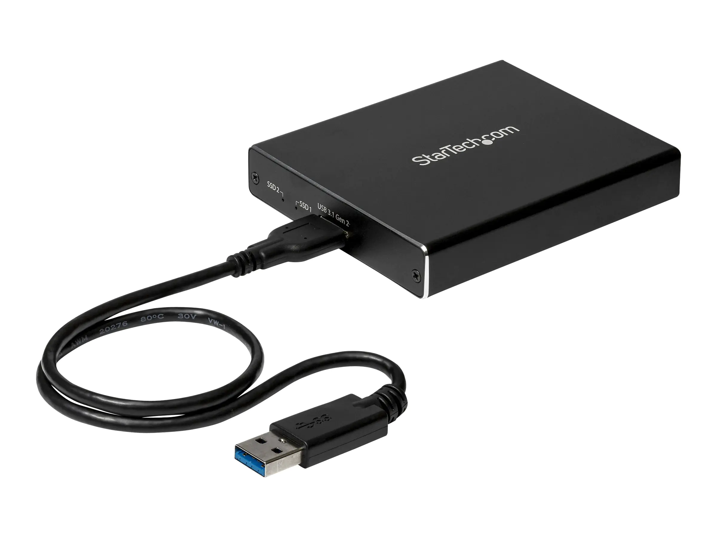StarTech SSD Festplattengehäuse für zwei M.2 Festplatten - USB 3.1 Type C - USB C Kabel - USB 3.1 Case zu 2x M2 Adapter - Flash-Speicher-Array - 2 Schächte - USB 3.1 (extern) - für P/N: TBLT3MM1MA, TBLT3MM2M, TBLT3MM2MA